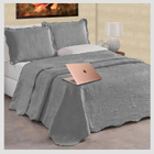 Kit Colcha Petala 3pçs Casal Queen Dupla Face Cinza Casen Cos