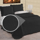 Kit Colcha Petala 3pçs Casal Queen Dupla Face Preto Casen Cos