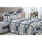 Kit Colcha Piquet Favo Queen Top Confort Azul Listrado 3 Peça