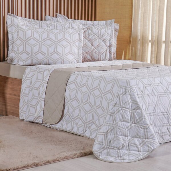 Kit Colcha Queen 200 Fios Estampada New 100% Algodão 240x260c
