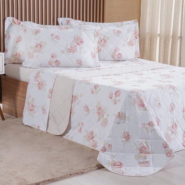 Kit Colcha Queen 200 Fios Estampada New 100% Algodão 240x260c