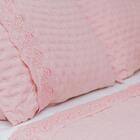 Kit Colcha Queen 300 Fios Lese Bordado Inglês 3 Peças Cor:rose