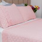 Kit Colcha Queen 300 Fios Lese Bordado Inglês 3 Peças Cor:rose