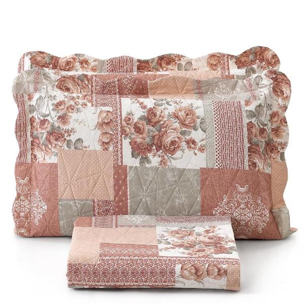 Kit Colcha Queen Bouti Cobre Leito Estampado 3 Pçs Scrapbook