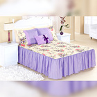 Kit Colcha Queen Lilás Estampado Floral Com Babado 5 Peças Co