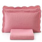 Kit Colcha Queen Liso Bouti Cobre Leito 3 Peças Rosa