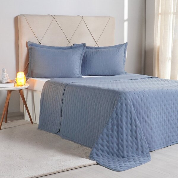 Kit Colcha Queen Miraggio New Soft 240x260cm Azul Cobalt