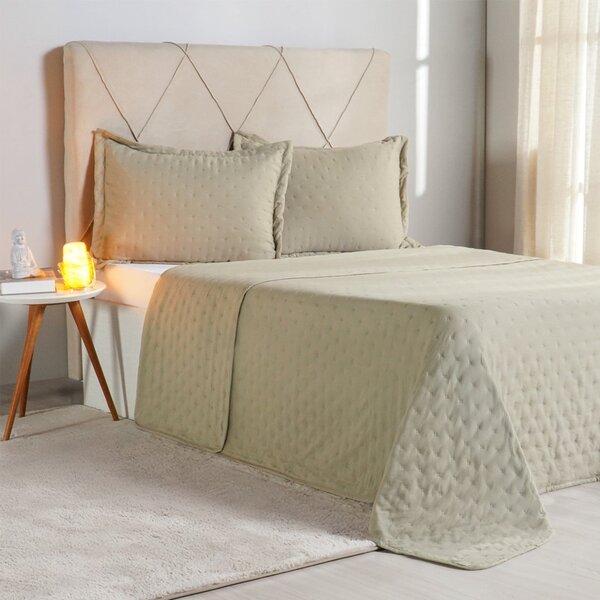 Kit Colcha Queen Miraggio New Soft 240x260cm Folha Seca