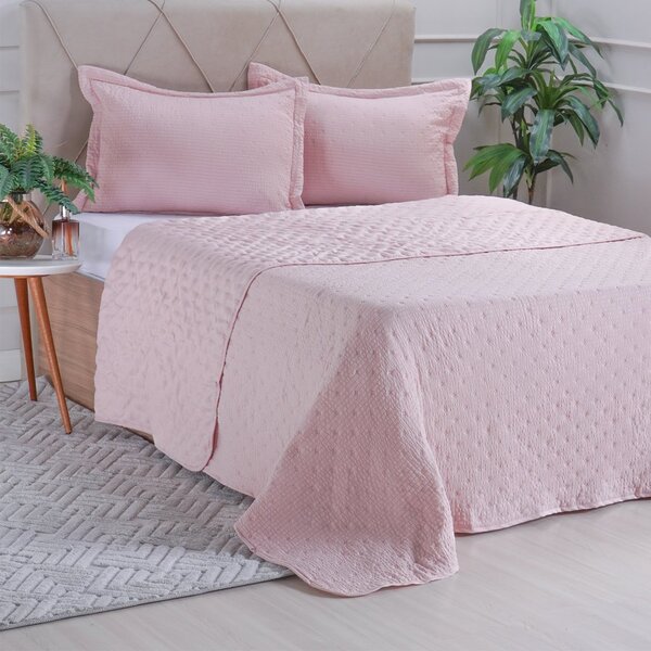 Kit Colcha Queen Santorini Super Macia 240x260 Wild Rosê