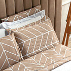 Kit Colcha Queen Size Estampado Bege Geométrico 3 Peças 100%