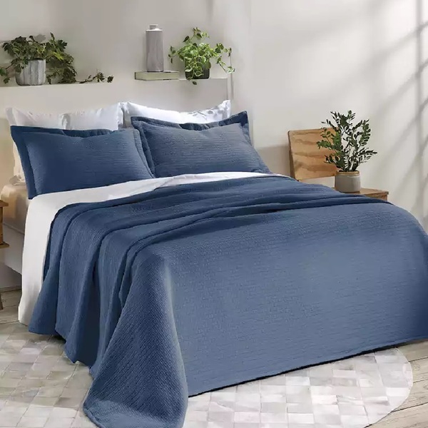 Kit Colcha Solteiro 2 Peças Londres Com Relevo  Döhler  Azul