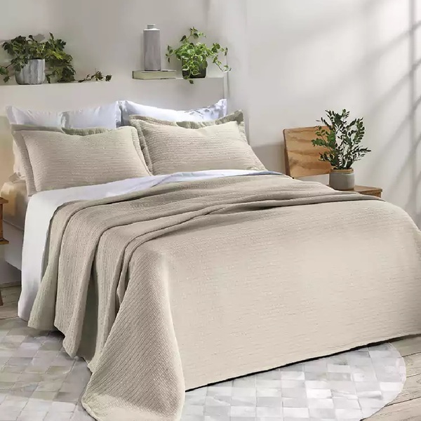 Kit Colcha Solteiro 2 Peças Londres Com Relevo  Döhler  Bege