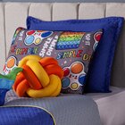 Kit Colcha Solteiro 6 Peças Pop It Azul Dupla Face Com Almofa