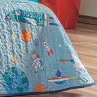 Kit Colcha Solteiro Infantil Fantasy + Tapete Foguete Azul Tu