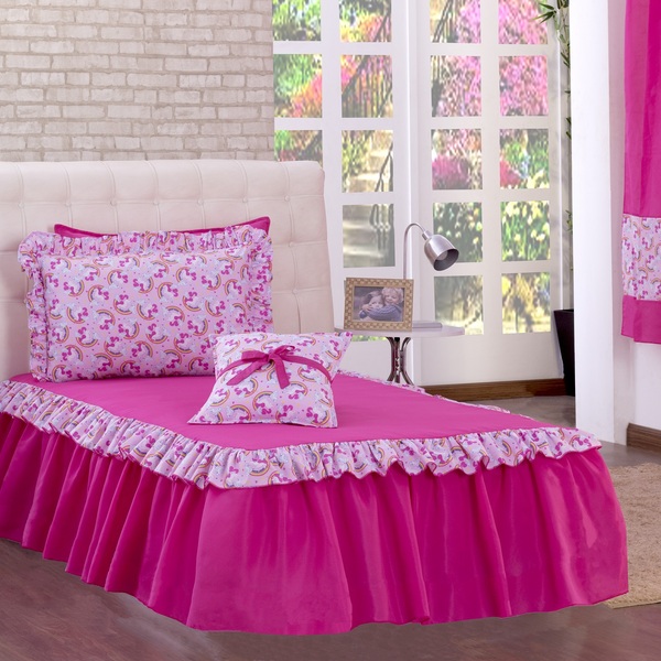 Kit Colcha Solteiro Infantil Magica Rosa 03 Peças [f101]