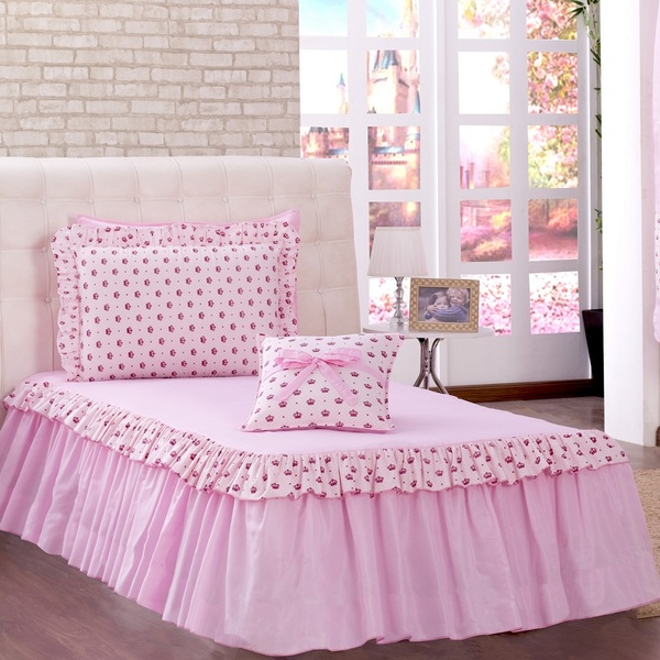 Kit Colcha Solteiro Infantil Princesa Rosa 03 Peças [f101]