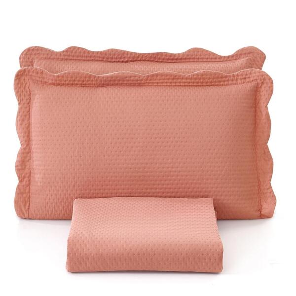 Kit Colcha Solteiro Liso Bouti Cobre Leito 2 Peças Coral