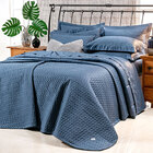 Kit Colcha Super King 400 Fios Egípcio 100% Algodão Azul + Jo