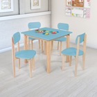 Kit Colore Mesa Com 4 Cadeiras Infantil Azul Bebê