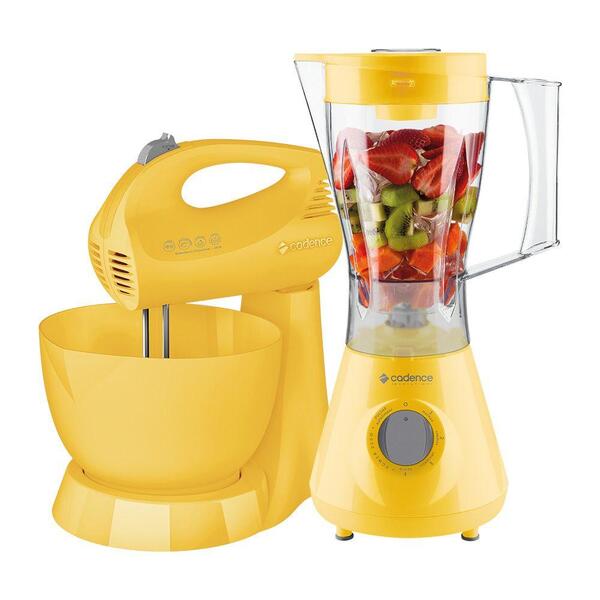 Kit Colors Amarelo Cadence Liquidificador E Batedeira 110v