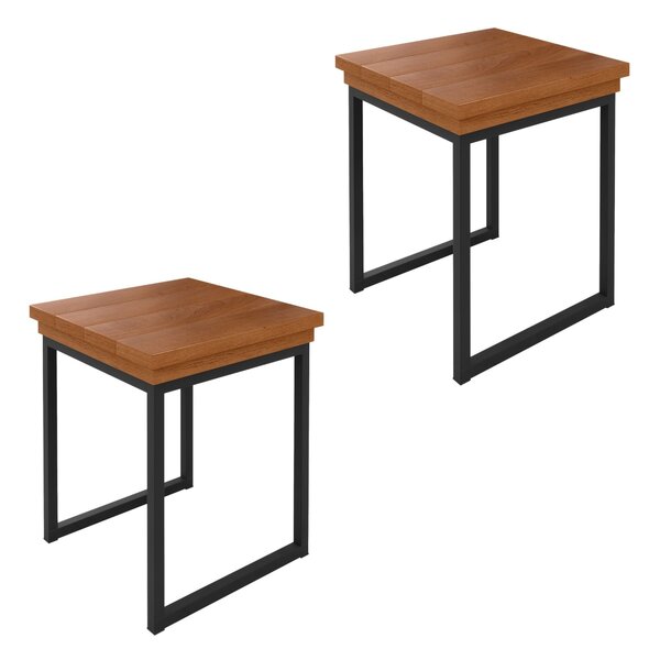 Kit Com 02 Bancos Madeira Maciça 40x40cm Capri Preto/marrom