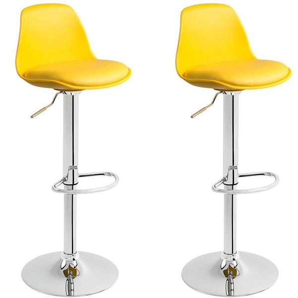 Kit Com 02 Banquetas Alta Giratória Estofada Eames Ls-134