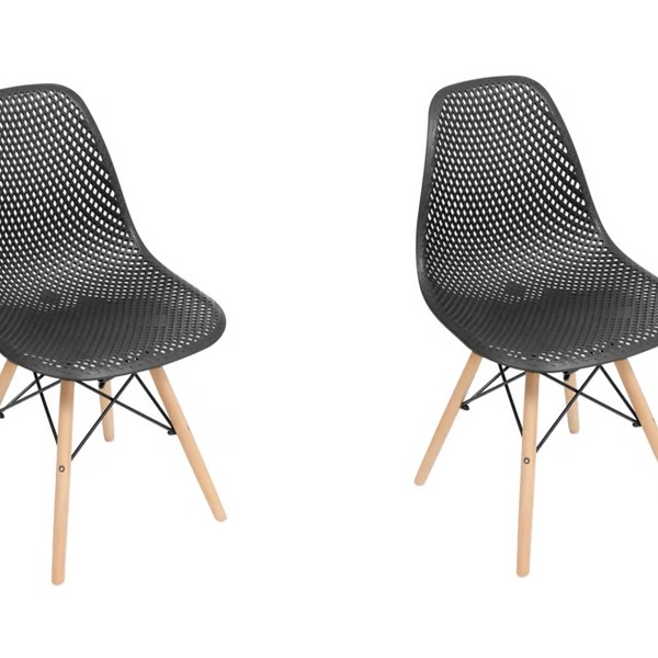 Kit Com 02 Cadeiras De Jantar Eames Colmeia Preta