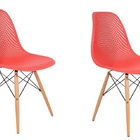 Kit Com 02 Cadeiras De Jantar Eames Colmeia Vermelha