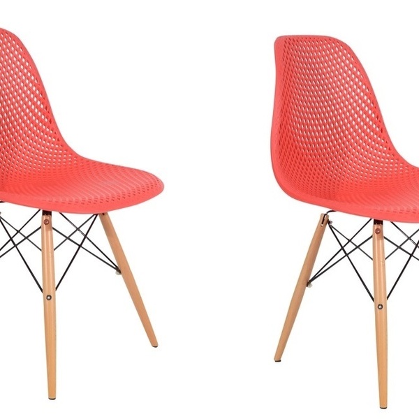 Kit Com 02 Cadeiras De Jantar Eames Colmeia Vermelha