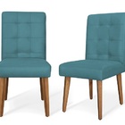 Kit Com 02 Cadeiras De Jantar Luna Suede Azul Turquesa - Meu