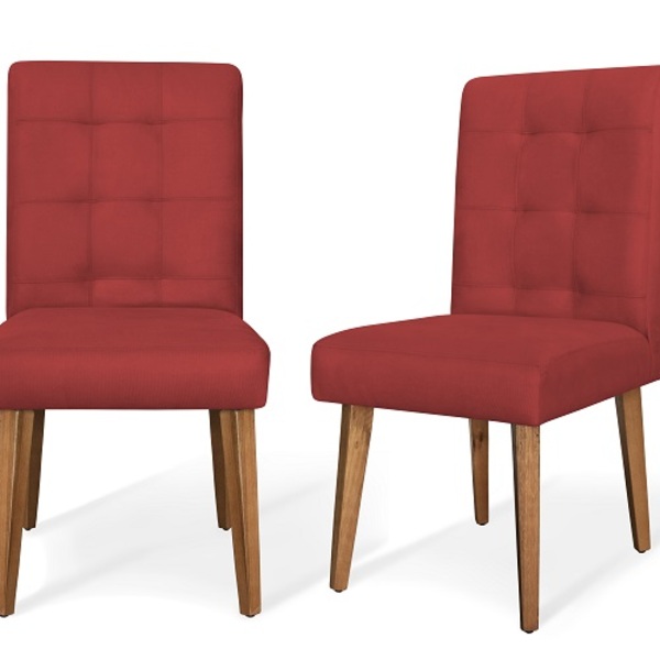 Kit Com 02 Cadeiras De Jantar Luna Suede Vermelho - Meu Lar D