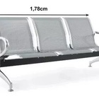 Kit Com 03 Cadeiras Longarina Aeroporto Cromada 3 Lugares
