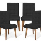 Kit Com 04 Cadeiras De Jantar Luna Suede Preto - Meu Lar Deco