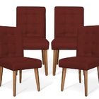 Kit Com 04 Cadeiras De Jantar Luna Suede Vinho - Meu Lar Deco
