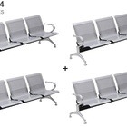 Kit Com 04 Cadeiras Longarina Aeroporto Cromada 3 Lugares