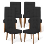 Kit Com 06 Cadeiras De Jantar Luna Suede Preto - Meu Lar Deco