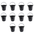 Kit Com 10 Baldes Reforçados 8,5 Litros Com Alça Preto