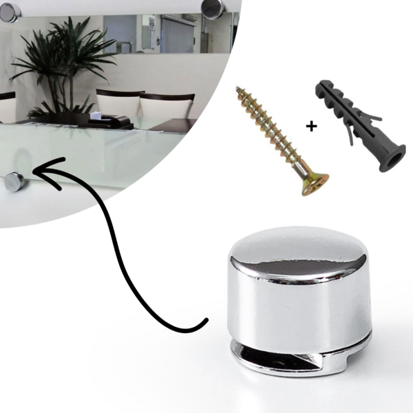 Kit Com 10 Botões Francês Liso Puxador Para Espelho Cromado -