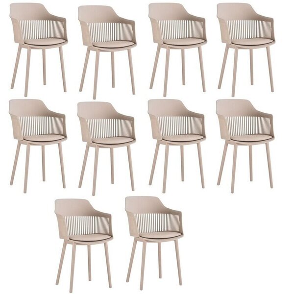 Kit Com 10 Cadeiras Para Sala De Jantar Marcela Nude