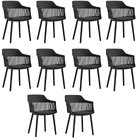 Kit Com 10 Cadeiras Para Sala De Jantar Marcela Preto