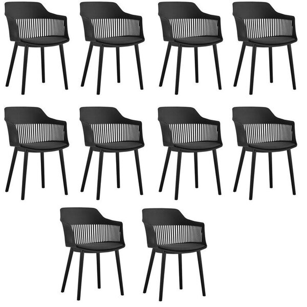 Kit Com 10 Cadeiras Para Sala De Jantar Marcela Preto