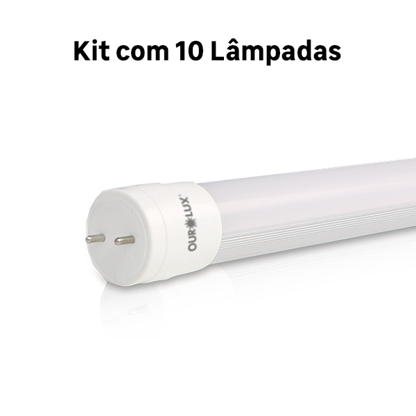 Kit Com 10 Lampadas Led Tubular Luz Neutra 40w Ourolux Bivolt