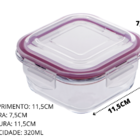Kit Com 10 Potes Hermético Quadrado De Vidro 320 Ml