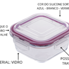 Kit Com 10 Potes Hermético Quadrado De Vidro 320 Ml