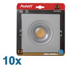 Kit Com 10 Spots Quadrado 7w Avant Branco Quente