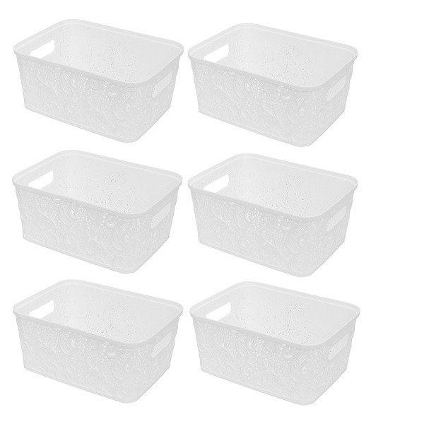 Kit Com 12 Caixas Organizadoras 2,2 Litros Renda Floral Sem T