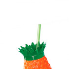 Kit Com 12 Copos Em Formato Abacaxi Com Canudo 300ml Alaranja