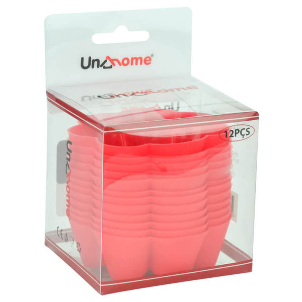 Kit Com 12 Formas De Silicone Para Muffin Cupcake Vermelha