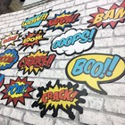 KIT COM 12 PLACAS MDF - BALÕES SUPER HERÓIS CARTOON EXPLOSÃO