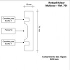 Kit Com 15 Barras Rodapé De Mdf 7cm X 15mm X 2,40m Guarnição